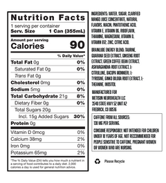 BRAiNLUBE Nootropics Energy Drink nutrition and ingredients label